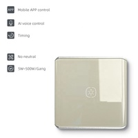 Interrupteur L unique 1 gang pour Zigbee 3.0 Smart Life 16A Contrôleur intelligent de lumière sans neutre Capteur tactile en verre