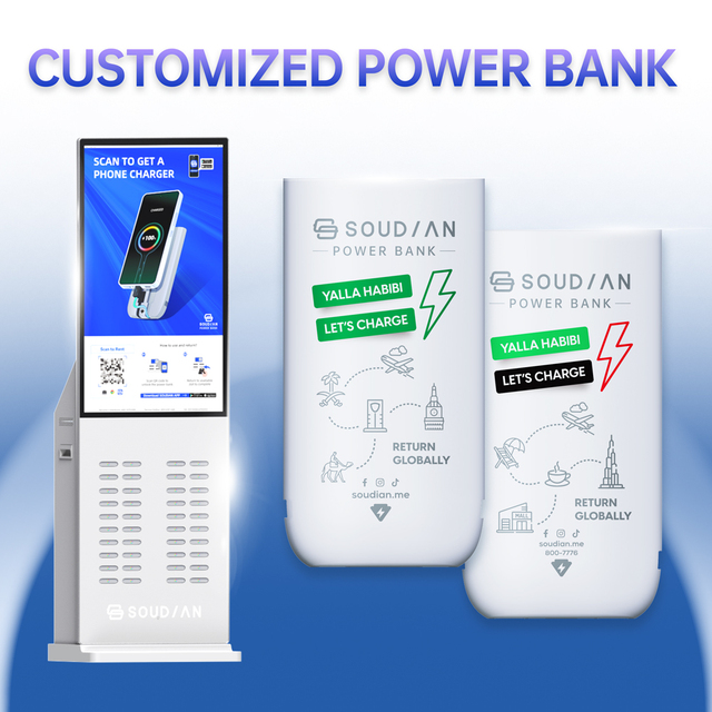 40-Slot High Capacity Fast Charging Commercial Use Power Bank Rental Station with 43'' Screen DC Input for Shared Advertising
