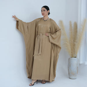 Set Abaya <span class=keywords><strong>2</strong></span> Potong Bahan Polyester Berkilau untuk Lebaran Idul Fitri 2026 dengan Dalaman Gaun Muslimah, Gaun Modis, Kimono Wanita Abaya - Product Image 4