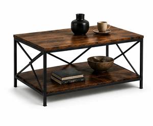Mesa de Centro Moderna con Estructura en X, Tablero de Madera y Base de Metal Industrial, Mueble Contemporáneo para Sala de Estar - Product Image 1