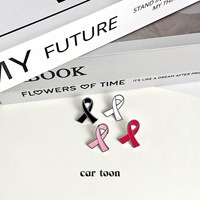Logo personnalisé en métal rose couleur ruban de sensibilisation au cancer du sein épinglette