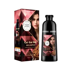 Oem Customize Natural Ginseng Serum Extract Plant Permanent Black Red Hair Color Men Women Covering Gray Hair Dye Shampoo