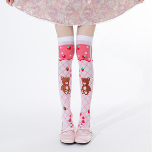 Lolita lindos calcetines por encima de la rodilla para <span class=keywords><strong>mujer</strong></span> Primavera Verano terciopelo fino suave tubo largo Original dulce azul Rosa estampado pantorrilla Halloween - Product Image 6