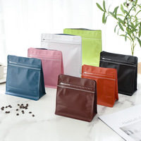 Sacs de café à fond plat scellant huit côtés personnalisés pochette debout Ziplock sac d'emballage en papier aluminium pour aliments fruits secs