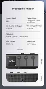Allume-cigare de <span class=keywords><strong>voiture</strong></span> intelligent multifonctionnel à 3 trous, chargeur USB, indicateur LED, surveillance de la tension 12-24V, charge rapide QC3.0 PD - Product Image 5