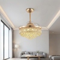 Nouveau design Meilleure vente 36 pouces 42 pouces 52 pouces Ventilateurs de plafond modernes en cristal Led avec lustre lumineux