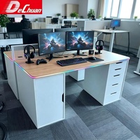 Table d'ordinateur multifonction Project Supply avec éclairage LED sur le bord et 6 compartiments de rangement