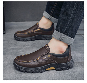 Chaussures de marche pour hommes en cuir PU, semelle extérieure légère antidérapante, style <span class=keywords><strong>mocassins</strong></span> à enfiler - Product Image 3