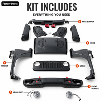 Kit de conversion de carrosserie pour Jeep Wrangler JK 2007-2017, mise à niveau vers l'apparence JL, kit complet de carrosserie ABS, accessoires tout-terrain 4x4
