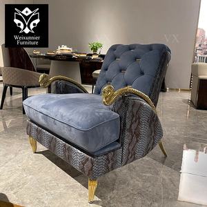 क्लासिक डिजाइनर लक्जरी लाउंज ने सोने के सांप आकार आर्मरेस्ट के साथ आधुनिक अवकाश आलसी आदमी सोफे की अध्यक्षता की - Product Image 3