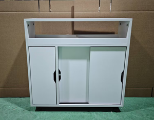 Mueble de Baño en Oferta, Gabinete de Almacenamiento de Madera Blanca con Ruedas, Organizador de Artículos de Estilo Nórdico, Portarrollos de Papel para Cocina - Product Image 3