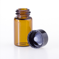 Bouteilles en verre, huile essentielle 1ml, 2ml, 3ml, 5ml, Mini pots d'échantillon en verre, couleur ambre, avec bouchon intérieur et bouchon à vis, vente en gros, pièces