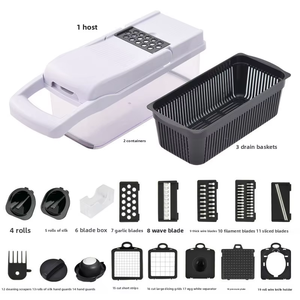 Juego de 30 piezas de acero inoxidable, picadora de verduras, rallador de patatas, cortador de artefactos multifuncional, trituradora Manual, componentes de plástico - Product Image 3