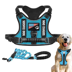 Imbracatura Tattica Regolabile per Cani con <span class=keywords><strong>2</strong></span> Clip, Gilet per Cani da Servizio, Set Pettorina e Guinzaglio Senza Trazione per Cani Piccoli e Grandi per Esterni - Product Image 1