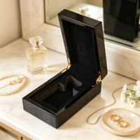 Boîte de rangement pour parfums en bois MDF sur mesure, grande capacité, double couche, écologique, rectangulaire, emballage vintage de luxe