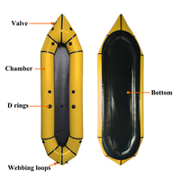 Packraft léger pour 2 personnes, 320 cm, bateau gonflable tandem en TPU pour le camping et les excursions fluviales