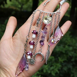 Orecchini di cristallo naturale con <span class=keywords><strong>pietra</strong></span> di ghiaia e <span class=keywords><strong>pietra</strong></span> con ali di <span class=keywords><strong>sole</strong></span> e luna ornare orecchini di cristallo magico da strega per regalo - Product Image 5