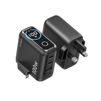 Chargeur GaN 100W 2C1A, chargeur USB C rapide 3 ports avec écran intelligent et commande tactile, chargeur mural PD 100W QC3.0 65W pour ordinateurs portables