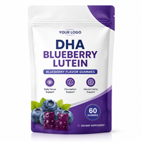 Gummies en forme d'ours DHA Lutéine Myrtille, marque privée OEM ODM, saveur fruitée personnalisée, complément alimentaire