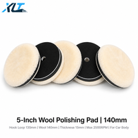 En stock – Tampon de polissage en laine naturelle de 5 pouces (140 mm) avec fixation auto-agrippante, épaisseur 15 mm, grain 100, 2500 tr/min, pour polissage intensif