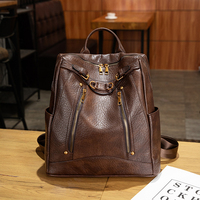 Sac à dos femme en cuir souple tendance, grande capacité, sac d'école pour filles, sac de voyage de luxe pour femme