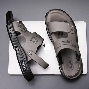 थोक उच्च गुणवत्ता वाले हस्तनिर्मित फैशन समर बीच सैंडल जूते 2024 नई चप्पल पुरुषों के सॉफ्ट बॉटम लेदर सैंडल