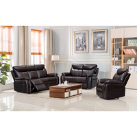 Ensemble de canapés inclinables modernes 3+2+1 en cuir PU noir, extensible, multifonctionnel, avec rangement réglable, structure en bois, confortable pour le salon