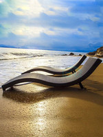 Chaise longue pliante en rotin minimaliste moderne pour l'extérieur, chaise mobile pour balcon, salle de bain, plage, piscine - Blanc