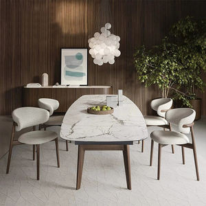 Chaise de salle à manger en bois massif nordique, style familial, luxe léger, simple, dossier crème, vent <span class=keywords><strong>blanc</strong></span> - Product Image 3