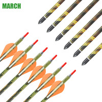 Tir à l'arc flèche colonne vertébrale 500 600 pur mixte carbone flèche 2 pouces aubes en plastique composé arc classique chasse
