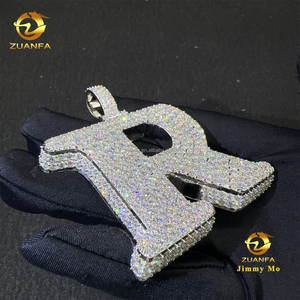 Pendentif Lettre R Initiale Personnalisé en Argent S925 Moissanite avec Certificat GRA, Style Hip Hop Iced Out, <span class=keywords><strong>et</strong></span> Ensemble Chaîne Infini pour Bijoux de Rappeur 3D - Product Image 4