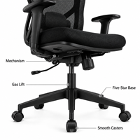 Chaise de bureau ergonomique, chaise de gaming, mobilier de bureau à domicile, chaise pivotante ergonomique réglable en maille, Offic 658A1