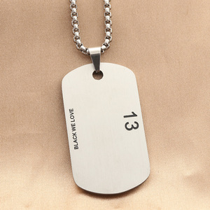 yunnique Stainless Steel <b>Dog</b> <b>Tag</b> Pendant 13 Number Men's Necklace Gift Geometric Design Punk Style - Product Image 1