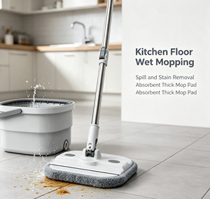 360 Rotating Microfiber <b>Mop</b> Set Self Wringer Square Floor Cleaning <b>Mop</b> <b>and</b> <b>Bucket</b> for Home Office - Product Image 5