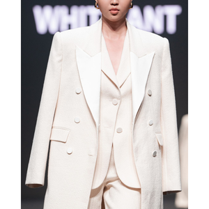 WHITE ANT Long-sleeved Blazers for <b>Women</b> Single Button MACI WOOL BLAZER <b>Tweed</b> Organic Cotton Wholesale Clothes Made in Vietnam - Product Image 1