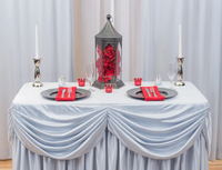Jupe de table en satin de 8 pieds avec décoration ondulée, élégante jupe de table plissée pour mariage, banquet, maison, hôtel ou fête