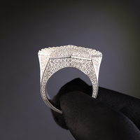 Bague style hip-hop en argent 925 plaqué or 18 carats, sertie de moissanite VVS avec certificat GRA, taille brillant ronde, motif étoile glacée, en promotion