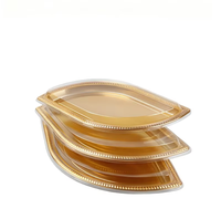 Boîte à dessert haut de gamme, conteneur alimentaire en plastique de qualité alimentaire, plateau de service luxueux en forme de feuille d'or
