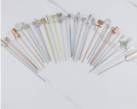 Pics à cocktail personnalisés en acier inoxydable 18/8 304 Bâtonnets à mélanger en métal pour boissons à Martini avec épingle à fruits Bâtonnets Outils de bar