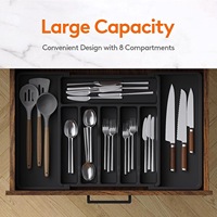 Organisateur de tiroir de cuisine en plastique réglable plateau d'ustensiles de cuisine extensible pour Sierware couverts outils de stockage Sier couleur