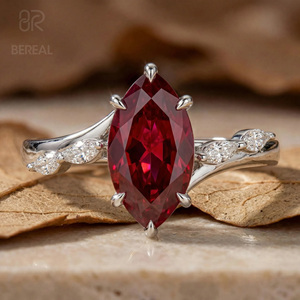 แหวนเพชร CVD VVS รับรองโดย IGI เพชรเพาะเลี้ยงในห้องปฏิบัติการ แหวนหมั้นเงินแท้ 925 รูปทรง Marquise เพชร HPHT สร้างในห้องปฏิบัติการ เครื่องประดับชั้นดี - Product Image 1