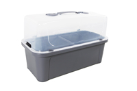 Kit de jardinière surélevée en plastique avec couvercle protecteur transparent en PP, 4 pieds de support, 76x38x80cm, montage facile, jardinières pour légumes et fleurs