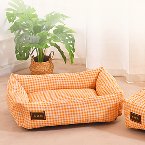 Gehele Seizoen Universele Kattenbedden Volledig Afneembaar Wasbaar Raster Klassiek Rechthoek Zomer Pet Sofa Levert Fabrikant Groothandel - Product Image 4