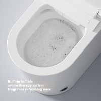 Ensemble WC intelligent monobloc avec télécommande, siège chauffant en marbre, chasse d'eau cyclonique, siphon en S et fonction de nettoyage par douche