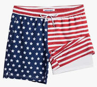 Herren Casual Boardshorts mit Mittelhohem Bund, Schnelltrocknend, Patriotische Amerikanische Flaggen-Dekoration, Sommer-Strandkleidung