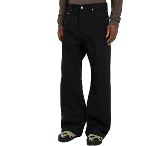 Jean en denim de coton pour homme, taille haute, coupe droite, couleur unie, respirant, coupe décontractée, poids moyen, style automne - Product Image 1