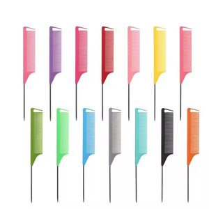 Logo personalizzato rosa ABS Oro pettine per capelli a denti larghi per lo Styling piastra per capelli con manico in metallo uso domestico pettine comune - Product Image 5