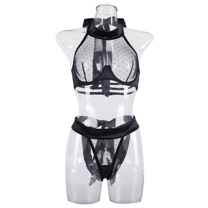 High Quality Women Underwear Sets Sexy Lace Lingerie Polka Dot Black Mesh Lace See-through Sexy Underwear Transparent Lingerie - Product Image 3