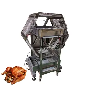 Grelha de churrasco de aço inoxidável, preço barato, máquina portátil comercial de galinha, carvão, rotissura