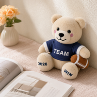 Peluche Ourson Mignon Équipe Sportive, Doux et Moelleux, Jouet en Peluche Personnalisé Football, Fabrication OEM ODM, Cadeau, Porte-clés en Peluche